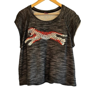 Melissa Massee Size Large Cheetah Stretch Fleece Pull Over Top Sleeveless